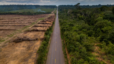 Deforestation along highway BR-163 from Cuiabá to Santarém, Brazil.