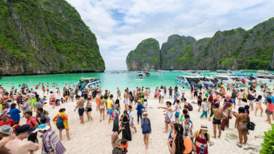 Maya Bay in Thailand attracted 5,000 tourists a day before the government closed the area to allow the ecosystem to recover.
