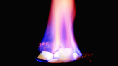 Methane hydrate on fire.