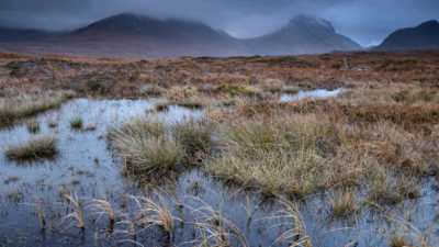 Peat bogs on the Isle of Skye, Scotland.
