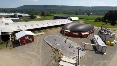 A manure and food waste-to-energy facility at Bar-Way Farm in Deerfield, Massachusetts.