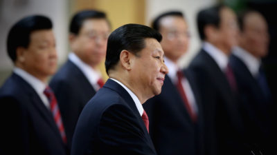 Chinese President Xi Jinping with senior members of the ruling Communist Party.