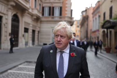 British Prime Minister Boris Johnson in Rome for the G20 summit, before heading to the UN climate conference.