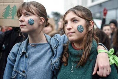 Demonstrators in Nantes, France during a youth climate strike.