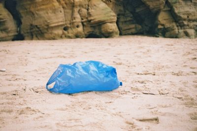 A plastic bag on Marsden Beach, South Shields, England.