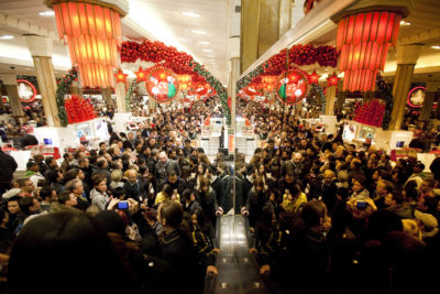 Shoppers crowd Macy's in Midtown Manhattan on Black Friday, November 25, 2011.

