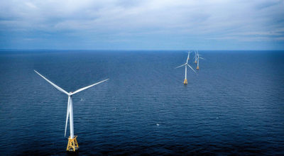Wind turbines off the coast of Block Island, Rhode Island.