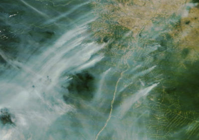 Smoke from wildfires in the Brazilian Amazon, February 2024.