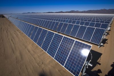 A solar plant in the California Desert.