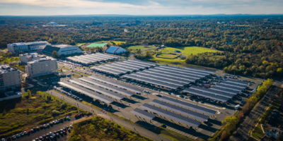 A solar parking facility at Rutgers University in Piscataway, New Jersey, with an output of 8 megawatts of electricity.
