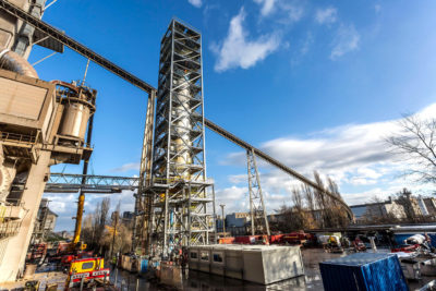 A cement plant in Lixhe, Belgium, that is equipped with carbon capture.