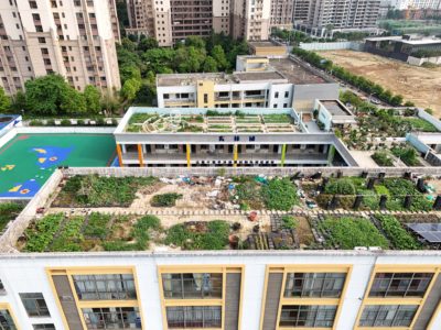 Rooftop gardens on a school in Nanning, China. 