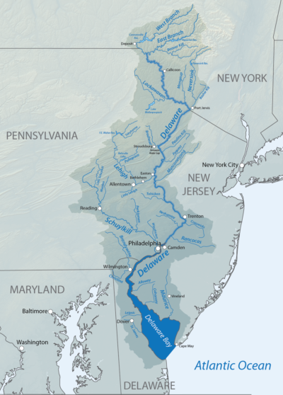 CLICK TO ENLARGE. The Delaware River watershed.