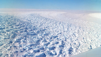 An aerial view of the Denman Glacier in East Antarctica.