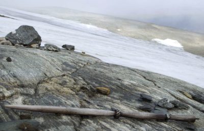 A 1,200-year-old birch distaff found near the shrinking Lendbreen ice patch in Norway.