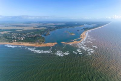 The mouth of the Doce River in Linhares, Brazil.