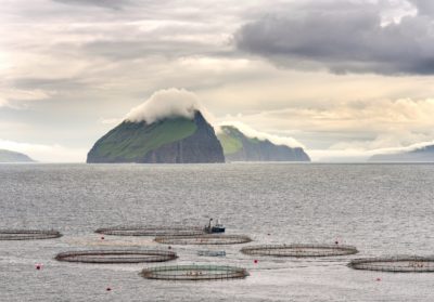 A salmon farm off the Faroe Islands in the North Atlantic.