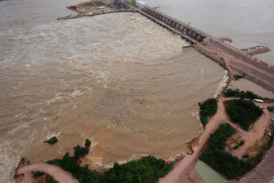 The Jirau Hydroelectric Dam in Rondonia, Brazil, pictured here in 2014, has significantly altered the flow of the Madeira River in the Amazon and displaced several Indigenous groups.