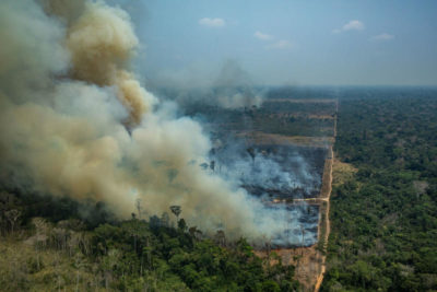 Aerial view of burned areas in the state of Rondônia in August 2019.