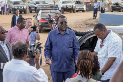 Namibian President Hage Geingob speaks with reporters after voting, November 27, 2019.