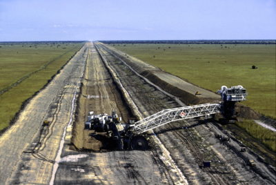 The Jonglei Canal under construction in 1983. The project was abandoned the following year after a rebel attack. 