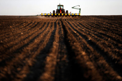 A corn field being planted in Hull, Sioux County, Iowa.