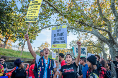 Activists at a protest for community-led climate justice in Sunset Park, Brooklyn in September 2019.