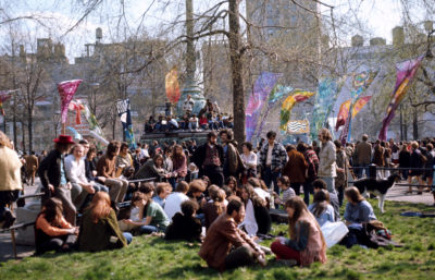 Thousands gathered in New York's Union Square to celebrate the first Earth Day on April 20, 1970.