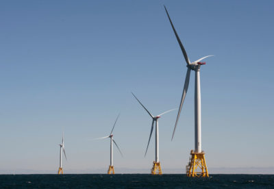 The Block Island Wind Farm off the Rhode Island coast was the first commercial offshore wind farm in the U.S. when it became operational in 2016.