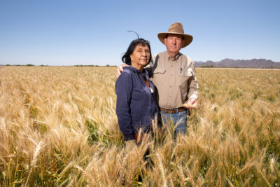 Ramona and Terry Button run Ramona Farms, the largest native-owned farm on the Gila River Indian Reservation, specializing in ancient beans and grains.