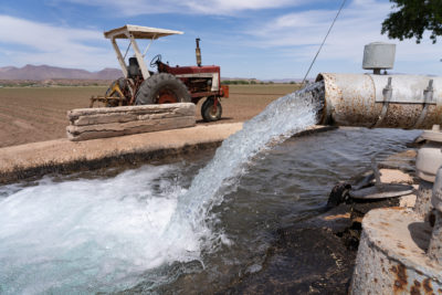 Farmers in Safford, Arizona pump groundwater near the Gila River to irrigate their fields. 