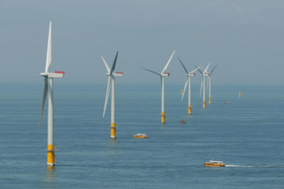The Greater Gabbard offshore wind farm, located off the coast of Suffolk, England.