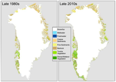 Changes in Greenland's land cover.