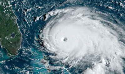 Hurricane Dorian at Category 5 intensity approaching the Bahamas on September 1.