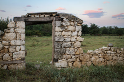 The stone remains of an abandoned house in Bulgaria.