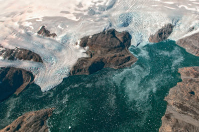 Glaciers along Johan Petersen Fjord in southeastern Greenland.
