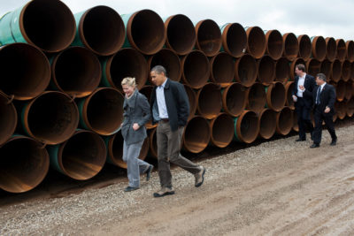 President Barack Obama visiting the TransCanada Stillwater Pipe Yard near Cushing, Oklahoma in 2012.