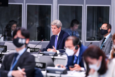 John Kerry, U.S. special presidential envoy for climate, at the UN climate talks in Glasgow.