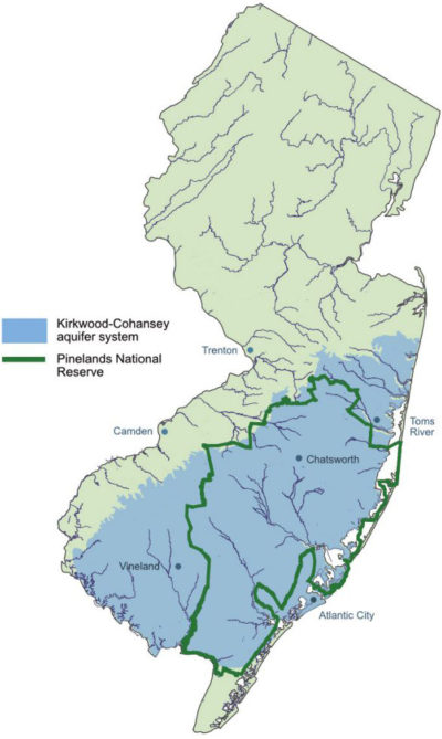 The Kirkwood-Cohansey Aquifer runs under nearly one-third of New Jersey.