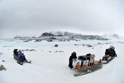 An international researcher near the Ny-Ålesund research station on Norway’s Spitsbergen Island.