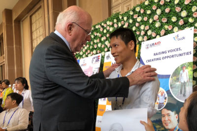 Senator Patrick Leahy at a ceremony marking U.S. humanitarian aid to victims of Agent Orange in Bien Hoa last month. 