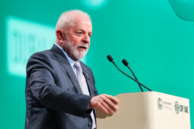 Brazilian president Luiz Inácio Lula da Silva at the 2023 UN climate change conference in Dubai.