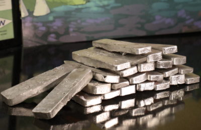 Ingots comprised of magnesium drawn from seawater by Magrathea Metals.