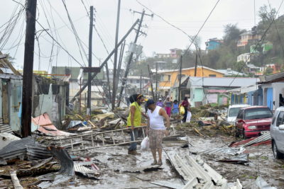 In Dominica, damage left by Hurricane Maria, September 19, 2017.