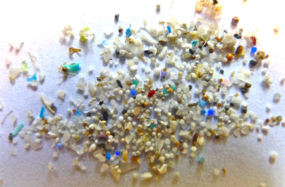 Microplastic found in the oceans.