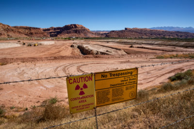 The U.S. Department of Energy is cleaning up radioactive uranium tailings at a former mine near Moab, Utah.


