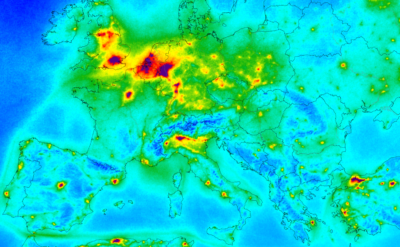 Nitrogen dioxide pollution is heaver in Western Europe. 