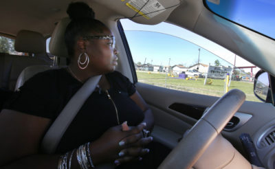 Roishetta Ozane driving through Lake Charles, Louisiana.