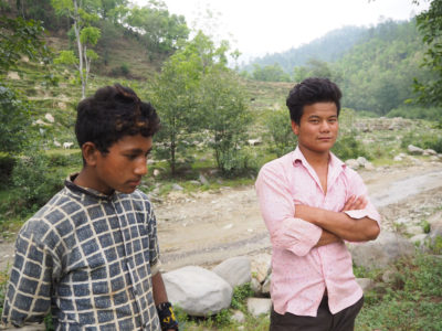 Jivan Thapa Magar (right), 20, plans to leave Ghamir to seek work in Saudi Arabia or Qatar.