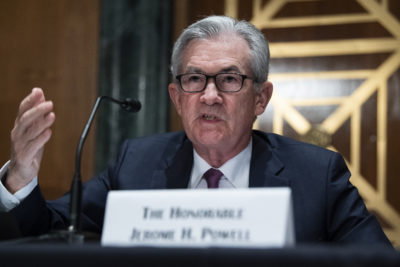U.S. Federal Reserve Chairman Jerome Powell testifies before the Senate Banking, Housing, and Urban Affairs Committee on July 15.